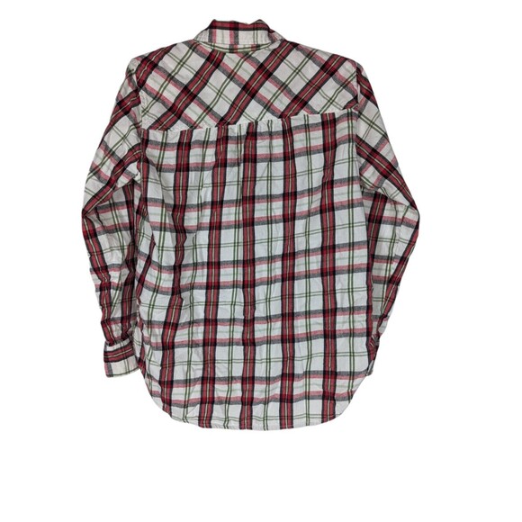 Time & Tru Shirt S Women's White Red Plaid Button Down Long Sleeve Classic - Picture 3 of 6